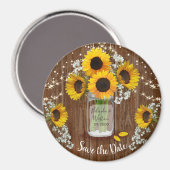 Rustic Mason Jar Sunflower Save the Date Wedding Magneet (Voorkant / Achterkant)