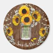 Rustic Mason Jar Sunflower Save the Date Wedding Magneet (Voorkant)