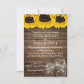 Rustic Mason Jar Sunflower Weddenkaart Kaart (Voorkant)