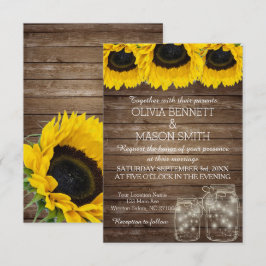 Rustic Mason Jar Sunflower Weddenkaart Kaart