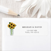 Rustic Mason Jar Sunflower Weddenlabel Etiket (Insitu)