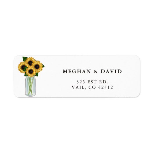 Rustic Mason Jar Sunflower Weddenlabel Etiket (Voorkant)