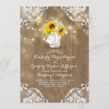 Rustic Mason Jar Sunflower Wedding Invitting