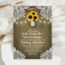 Rustic Mason Jar Sunflower Wedding Invitting