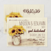 Rustic Mason Jar Sunflower Wedding Invitting Kaart (Voorkant / Achterkant)