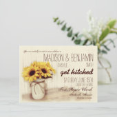 Rustic Mason Jar Sunflower Wedding Invitting Kaart (Staand voorkant)