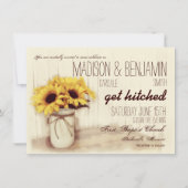 Rustic Mason Jar Sunflower Wedding Invitting Kaart (Voorkant)