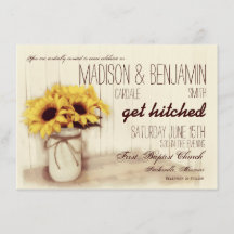 Rustic Mason Jar Sunflower Wedding Invitting