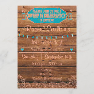 Rustic Mason Jar Sweet 16 Verjaardag Uitnodigen Kaart
