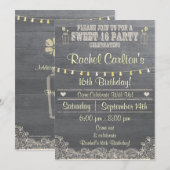 Rustic Mason Jar Sweet 16Birthday Party Uitnodigen Kaart (Voorkant / Achterkant)
