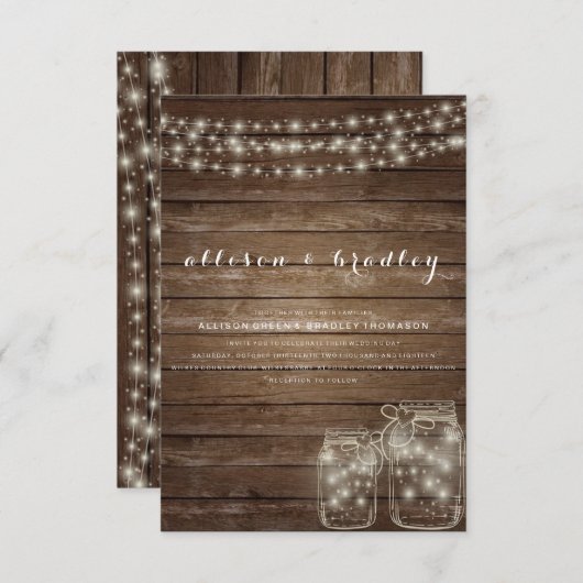 Rustic Mason Jar | Uitnodiging tot weddenschappen (Voorkant / Achterkant)