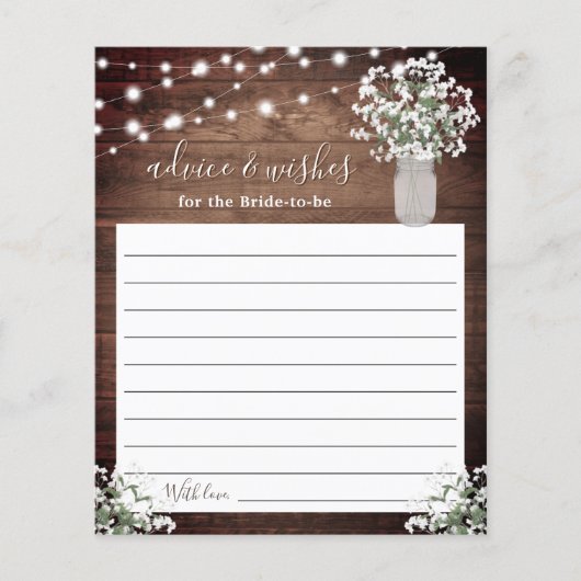 Rustic Mason Jar Vase Lights Weddenschap (Voorkant)