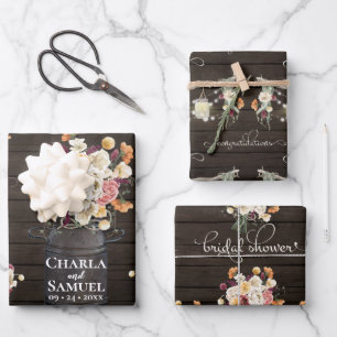 Rustic Mason Jar Waterverf Pesonalized Wedding Wr Inpakpapier Vel