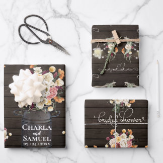 Rustic Mason Jar Waterverf Pesonalized Wedding Wr Inpakpapier Vel