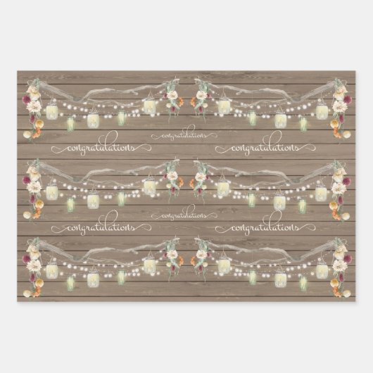 Rustic Mason Jar Waterverf Pesonalized Wedding Wr Inpakpapier Vel (Voorkant 2)