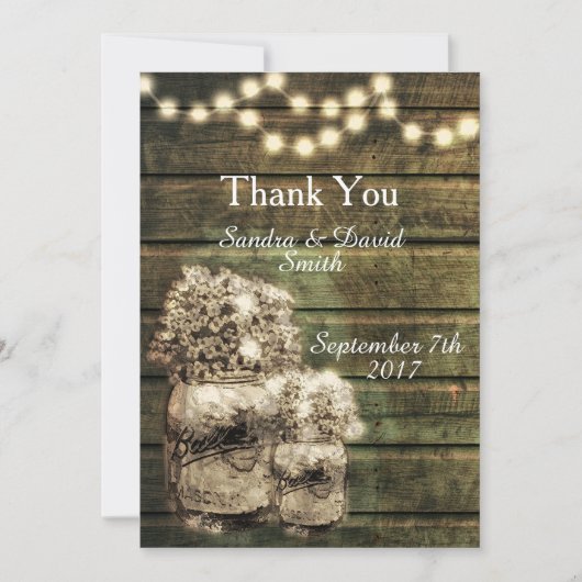 Rustic Mason Jar Wedding Bedankt (Voorkant)