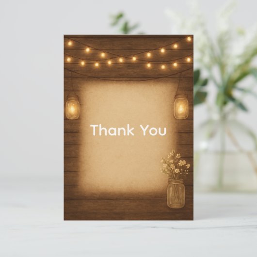 Rustic Mason Jar Wedding Dank je wel kaart (Staand voorkant)