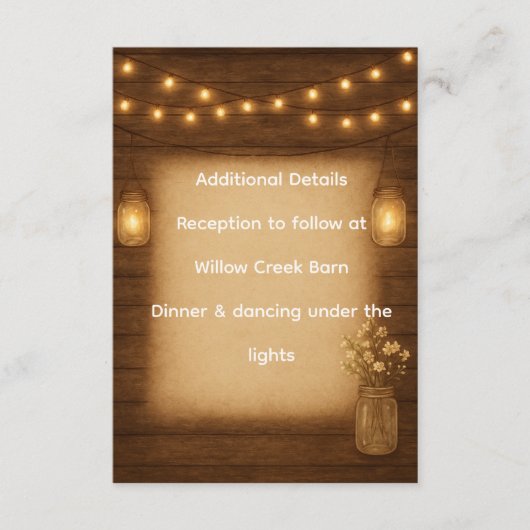 Rustic Mason Jar Wedding Details Invoegen Informatiekaartje (Voorkant)