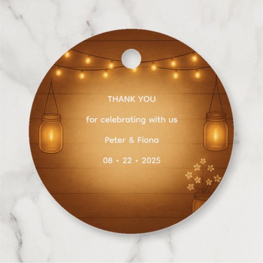 Rustic Mason Jar Wedding Favoriet Label (Achterkant)