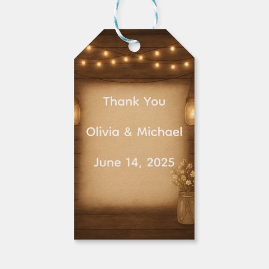 Rustic Mason Jar Wedding Favoriete Labels Cadeaulabel (Achterkant)