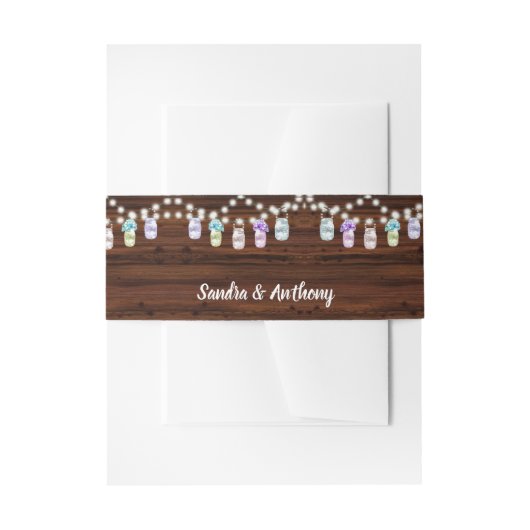 Rustic Mason Jar Wedding Invitation Belly Band Uitnodigingen Wikkel (Voorkant Voorbeeld)
