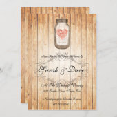 Rustic Mason Jar Wedding Invitation Kaart (Voorkant / Achterkant)