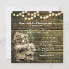 Rustic Mason Jar Wedding Invitation Kaart
