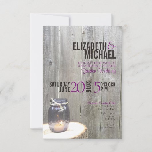 Rustic Mason Jar Wedding Invitation Sjabloon Kaart (Voorkant)