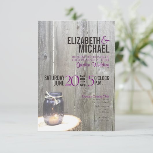 Rustic Mason Jar Wedding Invitation Sjabloon Kaart (Staand voorkant)