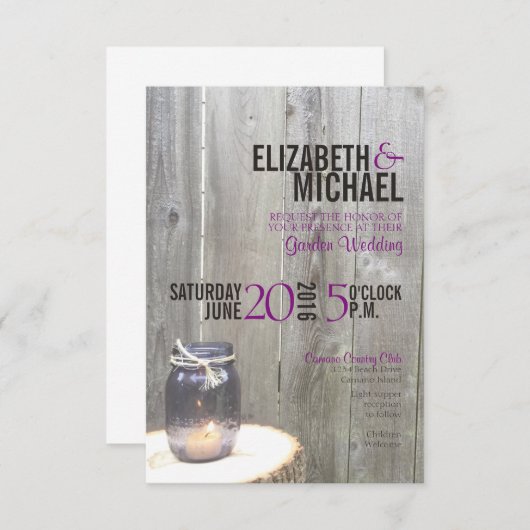 Rustic Mason Jar Wedding Invitation Sjabloon Kaart (Voorkant / Achterkant)