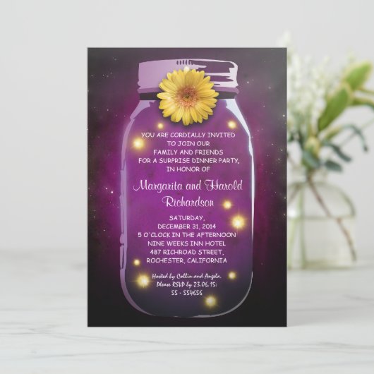 Rustic Mason Jar Wedding Jubileum Kaart (Staand voorkant)