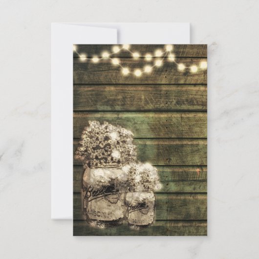 Rustic Mason Jar Wedding Reception Kaart (Achterkant)