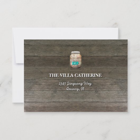 Rustic Mason Jar Wedding Reception RSVP (Achterkant)