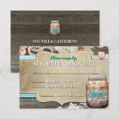 Rustic Mason Jar Wedding Reception RSVP (Voorkant / Achterkant)