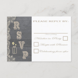 Rustic Mason Jar Wedding RSVP-kaarten RSVP Kaartje