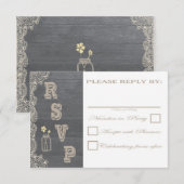 Rustic Mason Jar Wedding RSVP-kaarten RSVP Kaartje (Voorkant / Achterkant)