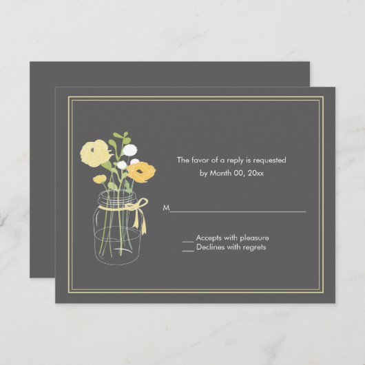 Rustic Mason Jar Wedding RSVP-reactiekaarten RSVP Kaartje (Voorkant / Achterkant)