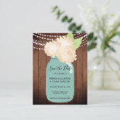 Rustic Mason Jar Wedding Save the Date Briefkaart (Staand voorkant)