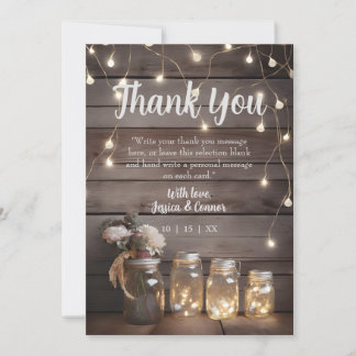 Rustic Mason Jar Wedding Wood Barn Background Bedankkaart
