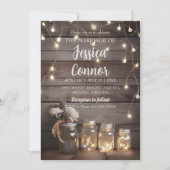 Rustic Mason Jar Wedding Wood Barn Background Kaart (Voorkant)