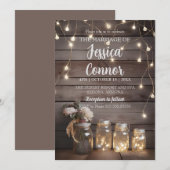 Rustic Mason Jar Wedding Wood Barn Background Kaart (Voorkant / Achterkant)