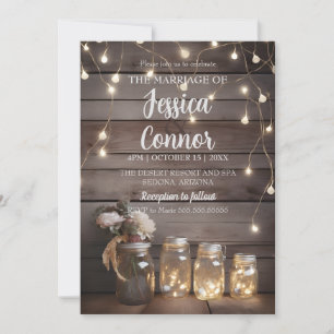 Rustic Mason Jar Wedding Wood Barn Background Kaart