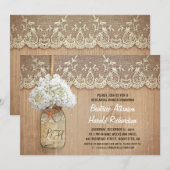 Rustic Mason Jar White Hydrangea repetitie diner Kaart (Voorkant / Achterkant)