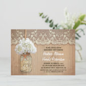 Rustic Mason Jar White Hydrangea verlovingsfeest Kaart (Staand voorkant)