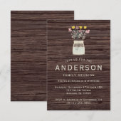 Rustic Mason Jar Wildflower Family Reunion Kaart (Voorkant / Achterkant)