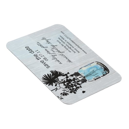 Rustic Mason Jar & Wildflower Sla de datum op Magneet (Rechterzijde)