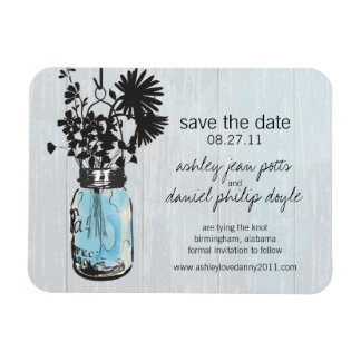 Rustic Mason Jar & Wildflower Sla de datum op Magneet