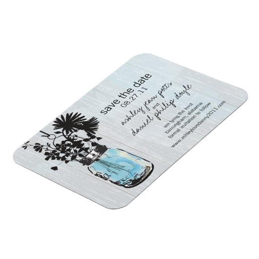 Rustic Mason Jar & Wildflower Sla de datum op Magneet (Linkerzijde)