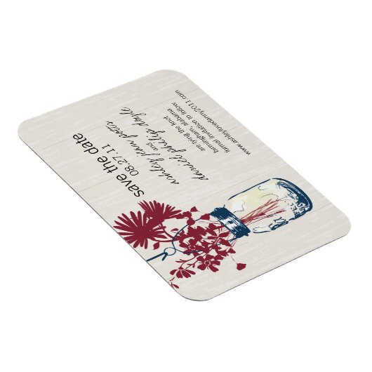 Rustic Mason Jar & Wildflower Sla de datum op Magneet (Rechterzijde)