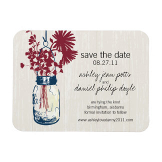 Rustic Mason Jar & Wildflower Sla de datum op Magneet